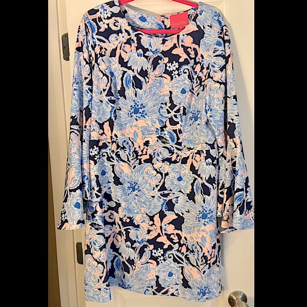 NWT Lilly Pulitzer Kayla Stretch Dress, Bright Navy Amore Please Size 16
